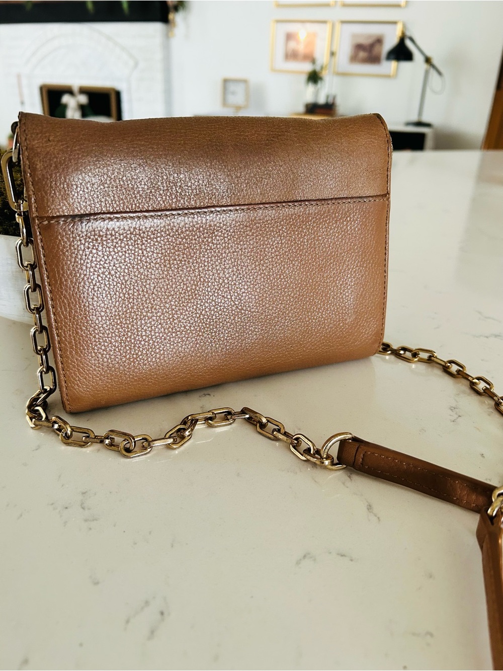 Tory Burch Tan Leather Crossbody with Logo Plaque - Picture 4 of 13